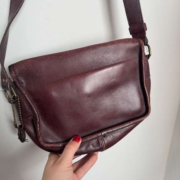 Vintage roots genuine leather Burgundy brown Crossbody Bag boho artsy western - Picture 5 of 10